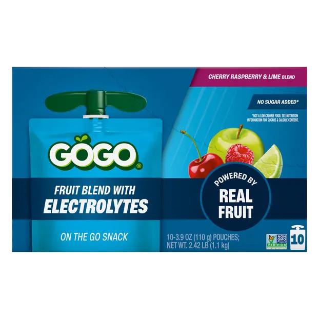 Active Cherry Raspberry & Lime Fruit Blend Pouches - 10 ct