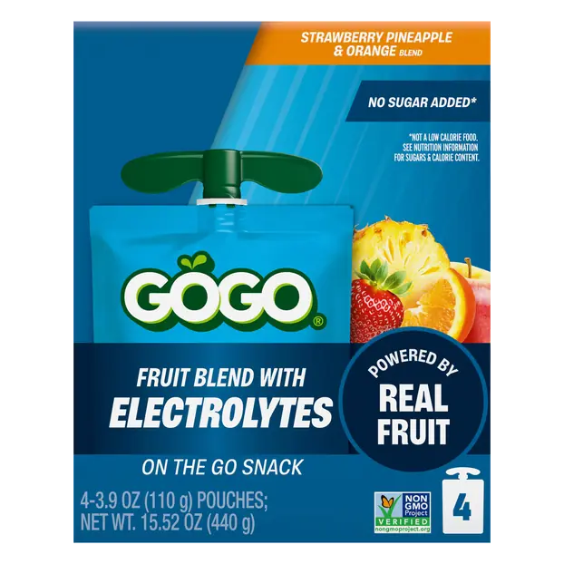 Active Strawberry Pineapple & Orange Pouches - 4 ct