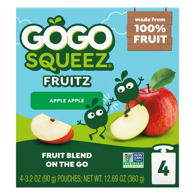 Apple Apple Applesauce Pouches - 4 ct