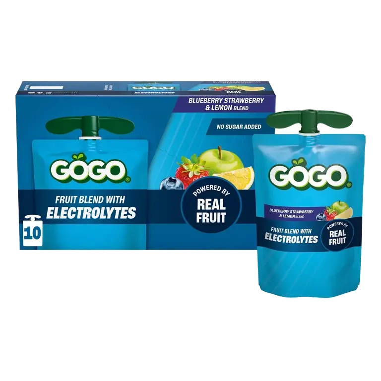 GoGo SqueeZ Electrolytes No Sugar Added Blueberry Strawberry Lemon Variety Pack, 3.9oz/10ct