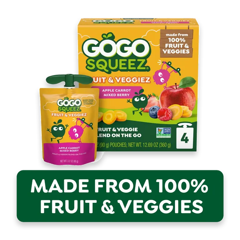 Fruit & VeggieZ No Sugar Added Apple Carrot Mixed Berry Applesauce Pouches