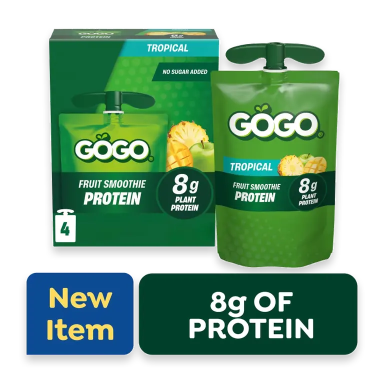 GOGO 8g Protein Tropical Fruit Smoothie On The Go Pouches