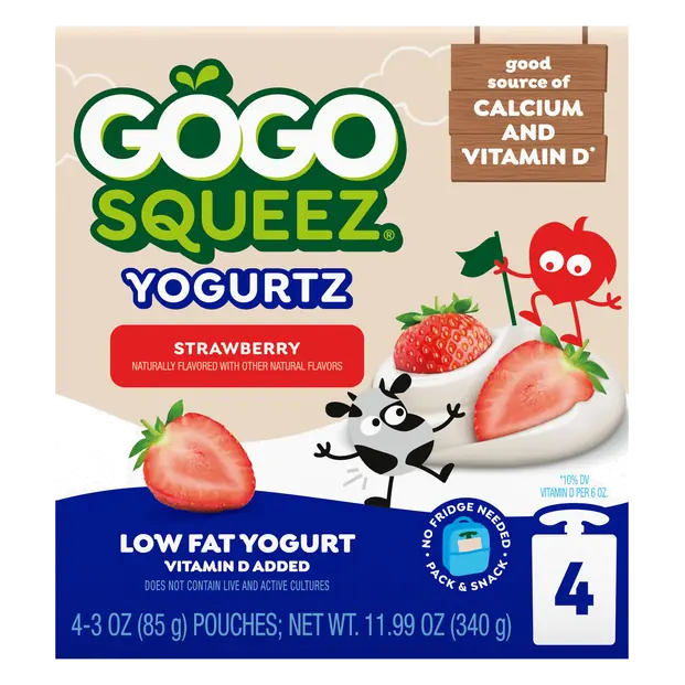 Low Fat Strawberry Yogurtz on the Go Pouches - 4 ct
