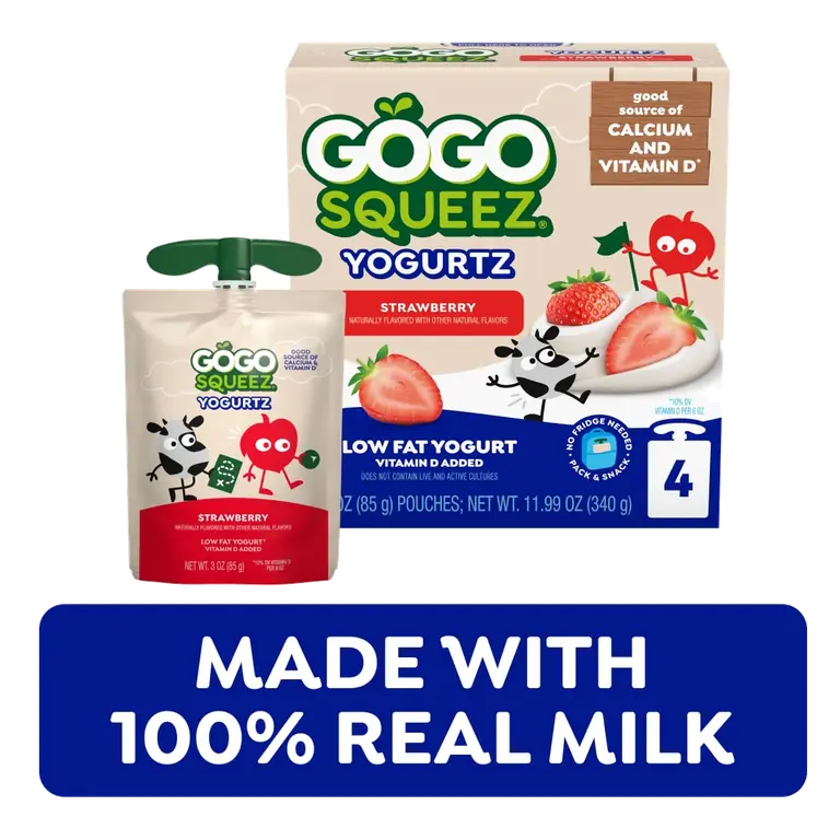 Low Fat Yogurtz Strawberry Yogurt Snack Pouches