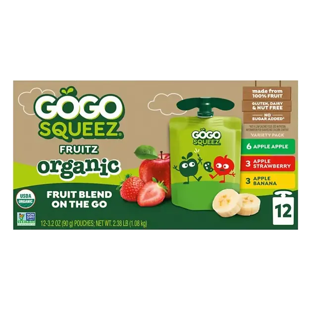Organic Fruit On the Go, Strawberry; Apple; Banana