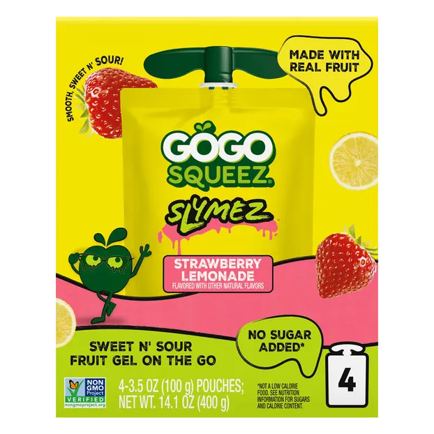 Slymez No Sugar Added Strawberry Lemonade Gel Pouches - 4 ct