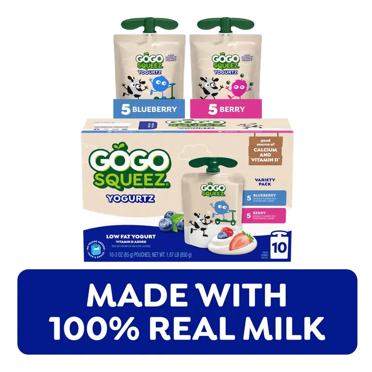 yogurtZ Low Fat Blueberry and Berry Yogurt Snack Pouches