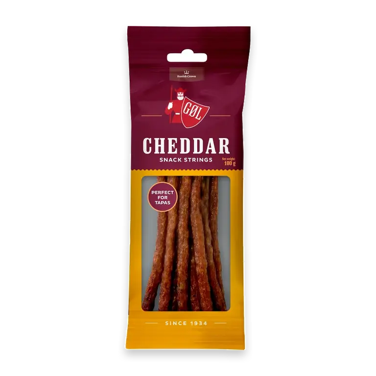 Ölkorv Cheddar Snack Strings 100g