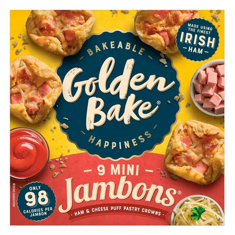 Golden Bake 9 Mini Ham & Cheese Jambons® (Puff Pastry Crowns) 315g