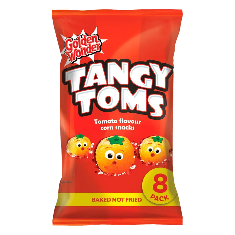 Golden Wonder Tangy Toms Tomato Flavour Corn Snacks 8 x 12g