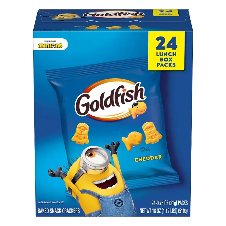 Goldfish Minions Cheddar Crackers Multipack, 18oz/24ct: No High Fructose Corn Syrup, Mild Spice Level