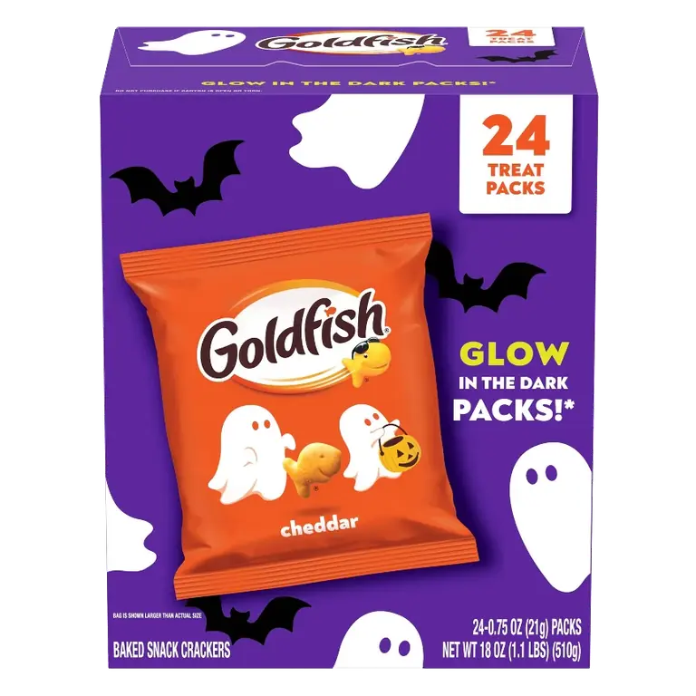 Pepperidge Farm Goldfish Halloween Edition Cheddar Crackers Snack Packs Multipack Box, 18oz/24ct