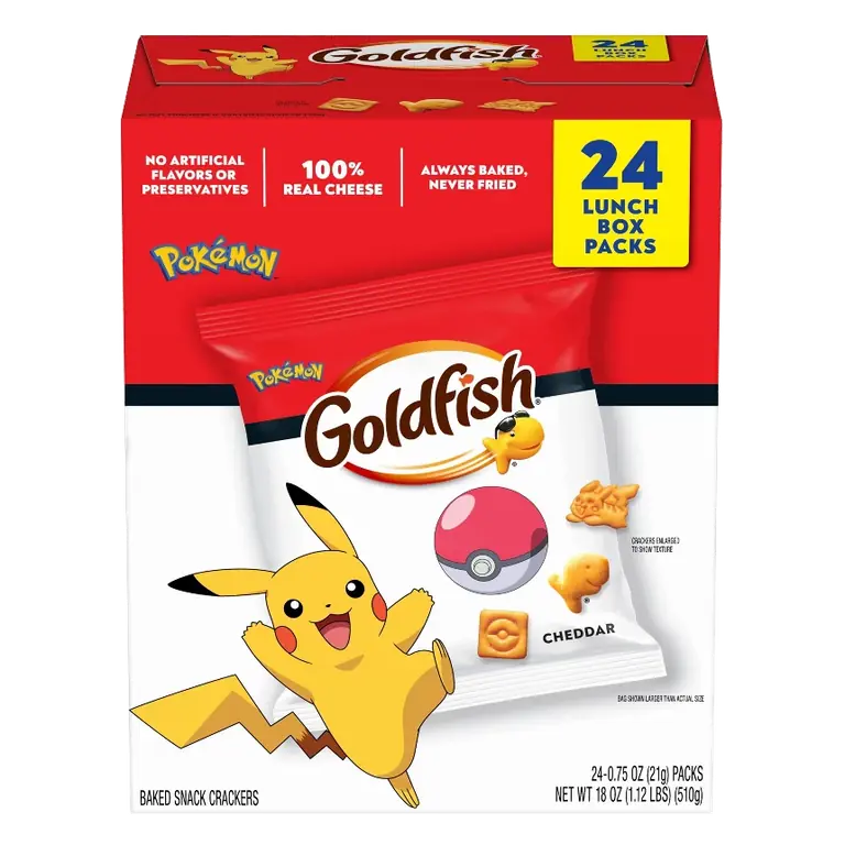 Pepperidge Farm Pokemon Goldfish Crackers Multipack, 18oz/24ct: No High Fructose Corn Syrup, Mild Spice Level, Cheese & Cheddar Flavor