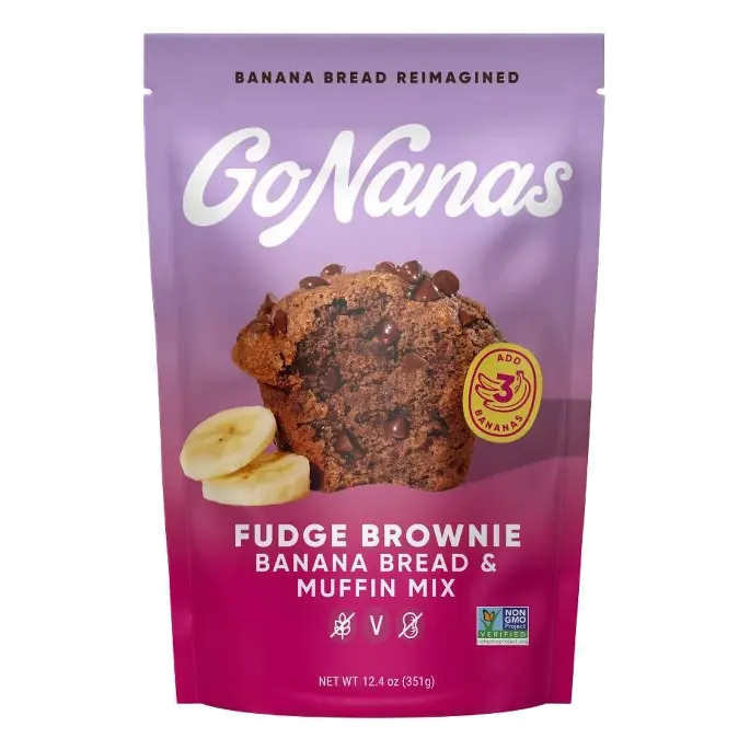 GoNanas Fudge Brownie Banana Bread Mix, 12.4oz: Certified Gluten-Free, Vegan