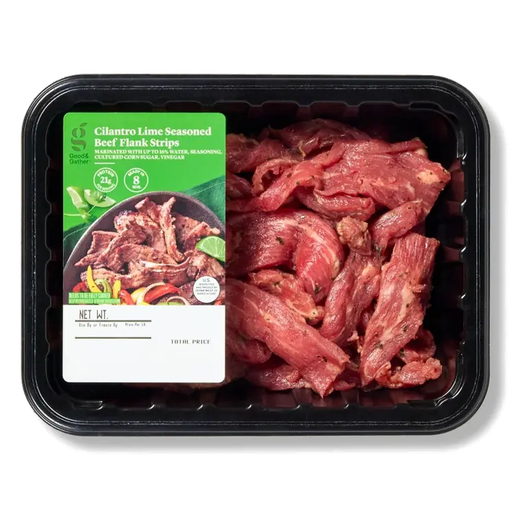 Cilantro Lime Seasoned Beef Flank Steak Strips - 16oz - Good & Gather™