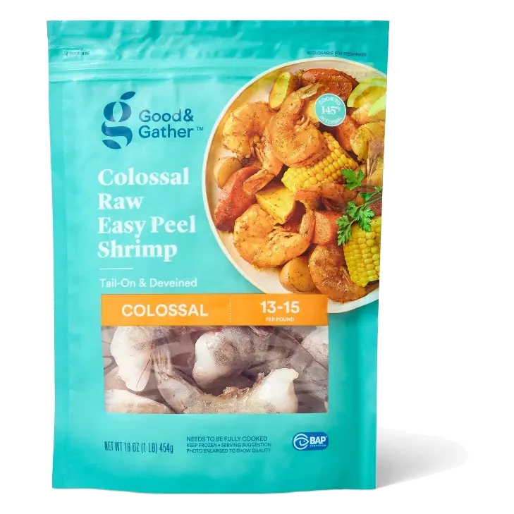 Colossal Easy Peel Tail On & Deveined Raw Shrimp - Frozen - 13-15ct/16oz - Good & Gather™