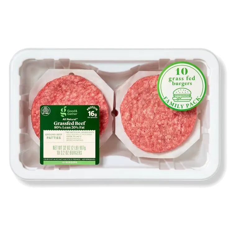 Fresh Grass Fed Beef Burger Patties 80/20 - 10ct/32oz - Good & Gather