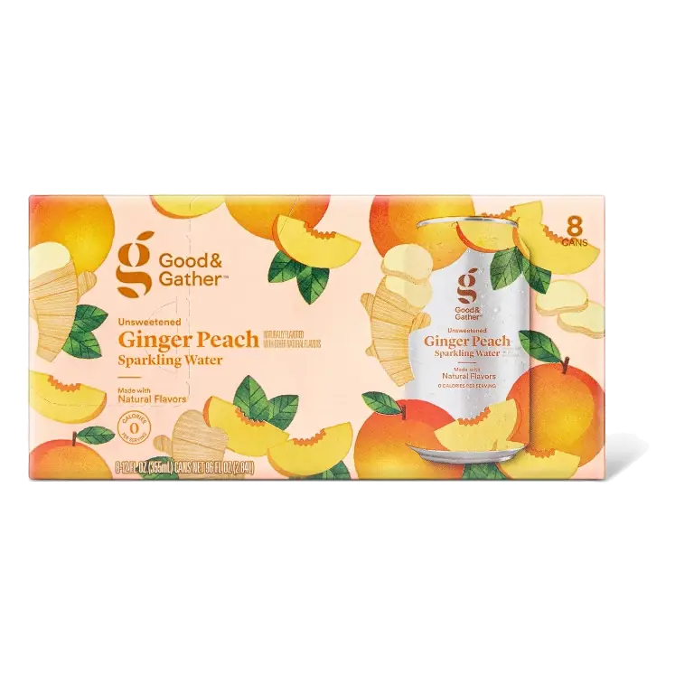 Ginger Peach Sparkling Water - 8pk/12 fl oz Cans - Good & Gather