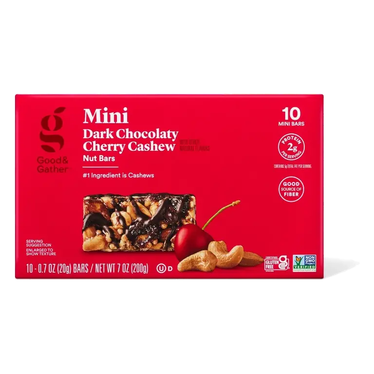 Mini Dark Chocolaty Cherry Cashew with Other Natural Flavors Nut Bars - 7oz/10ct - Good & Gather™