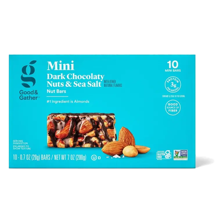 Mini Dark Chocolaty Nuts and Sea Salt with Other Natural Flavors Nut Bars - 7oz/10ct - Good & Gather™