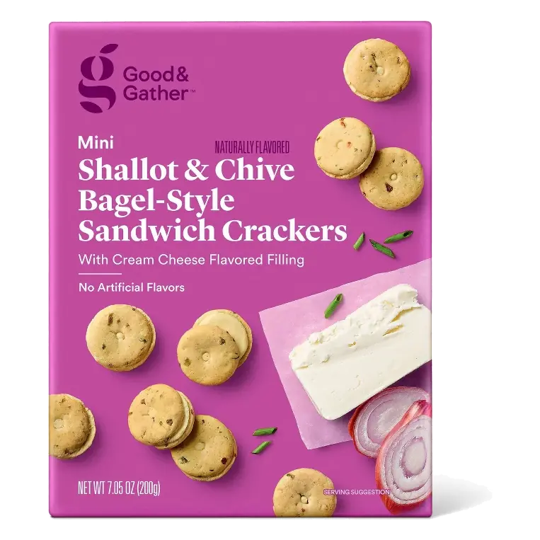 Mini Shallot & Chive Bagel Sandwich Crackers - 7.05oz - Good & Gather™