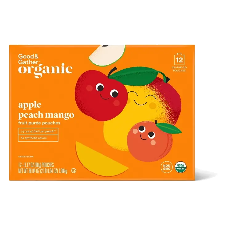 Organic Apple Peach Mango Fruit Puree Applesauce Pouches - 38.04oz/12ct - Good & Gather™