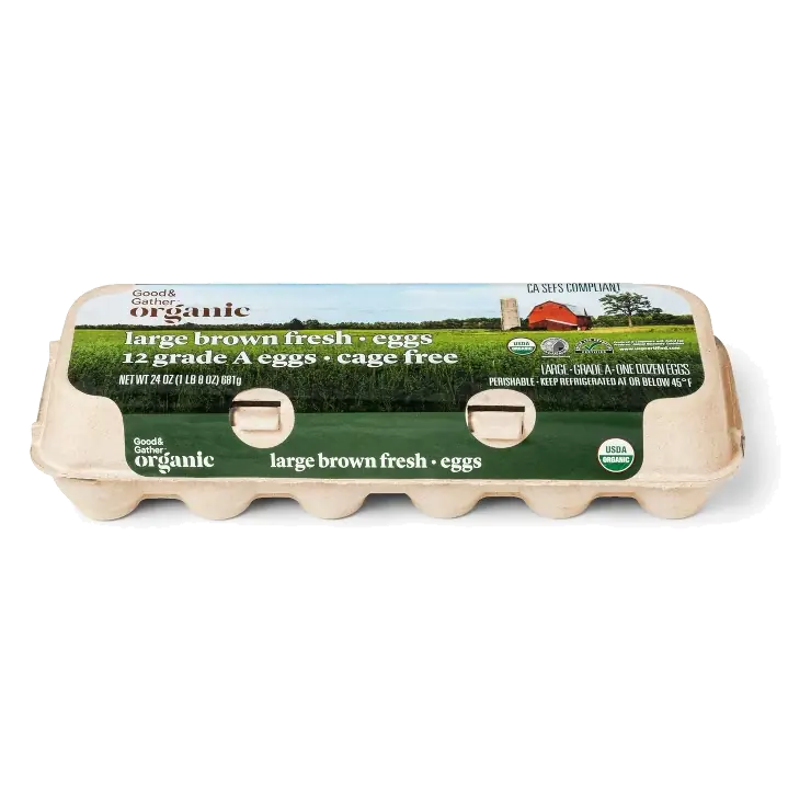 Organic Cage-Free Fresh Grade A Large Brown Eggs, 12ct