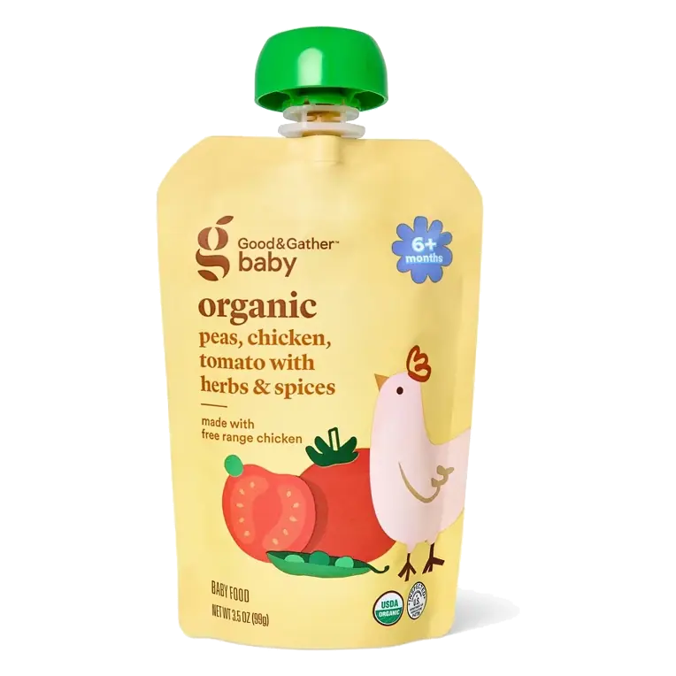 Organic Peas Chicken Tomato Baby Food Pouch - 3.5oz - Good & Gather™