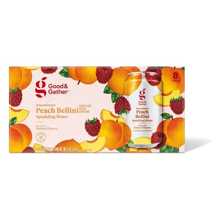 Peach Bellini Unsweetened Sparkling Water - 8pk/12 fl oz Cans - Good & Gather™