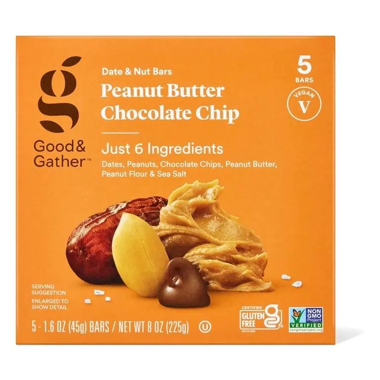 Peanut Butter Chocolate Chip Date and Nut Bar - 7g Protein - 5ct - Good & Gather™