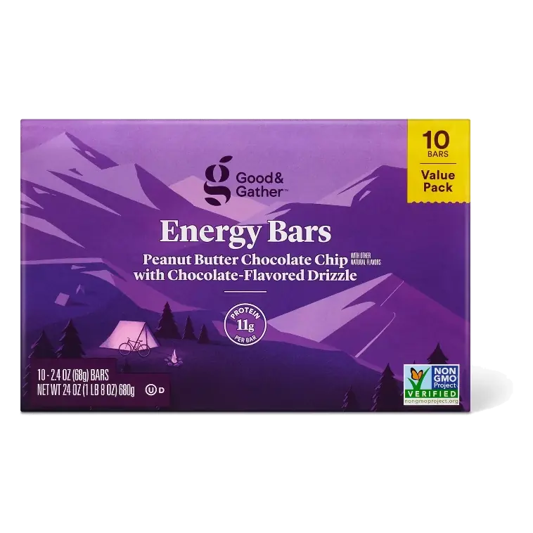 Peanut Butter Chocolate Chip with Other Natural Flavors Energy Bars - 11g Protein - 24oz/10ct - Good & Gather™