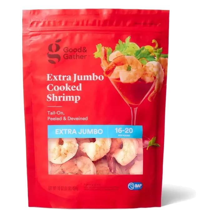 Peeled & Deveined Tail On Cooked Shrimp - Frozen - 16-20ct/16oz - Good & Gather™