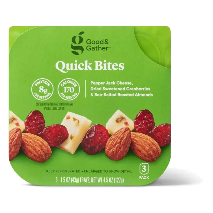 Quick Bites Pepper Jack Cheese, Dried Sweetened Cranberries & Sea-Salted Roasted Almonds - 4.5oz/3ct - Good & Gather™
