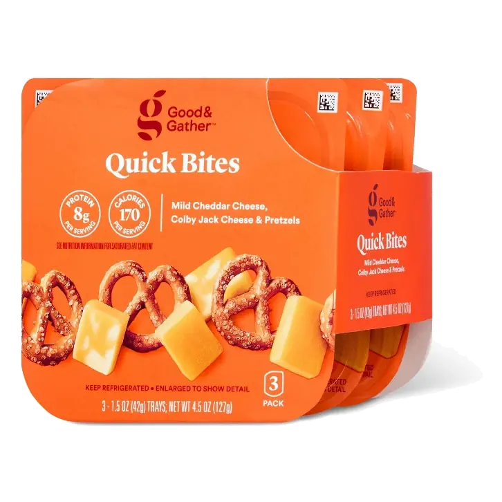 Quick Bites Pretzels, Mild Cheddar Cheese & Colby Jack Cheese - 4.5oz/3ct - Good & Gather™