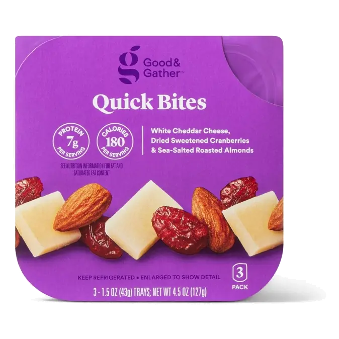 Quick Bites White Cheddar Cheese, Dried Sweetened Cranberries & Sea-Salted Roasted Almonds - 4.5oz/3ct - Good & Gather™