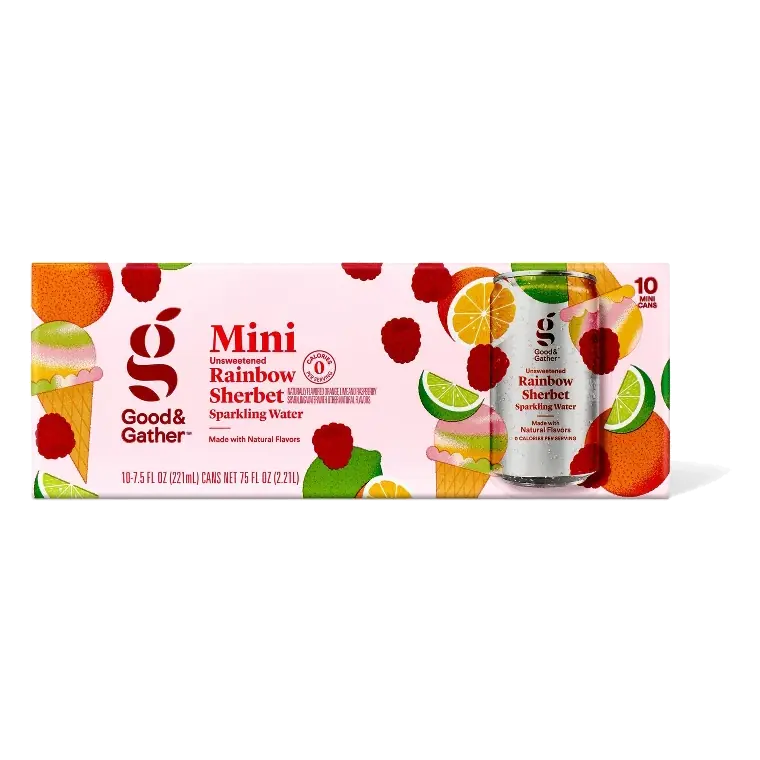 Rainbow Sherbet Sparkling Water, 10pk/7.5 fl oz Cans Good & Gather