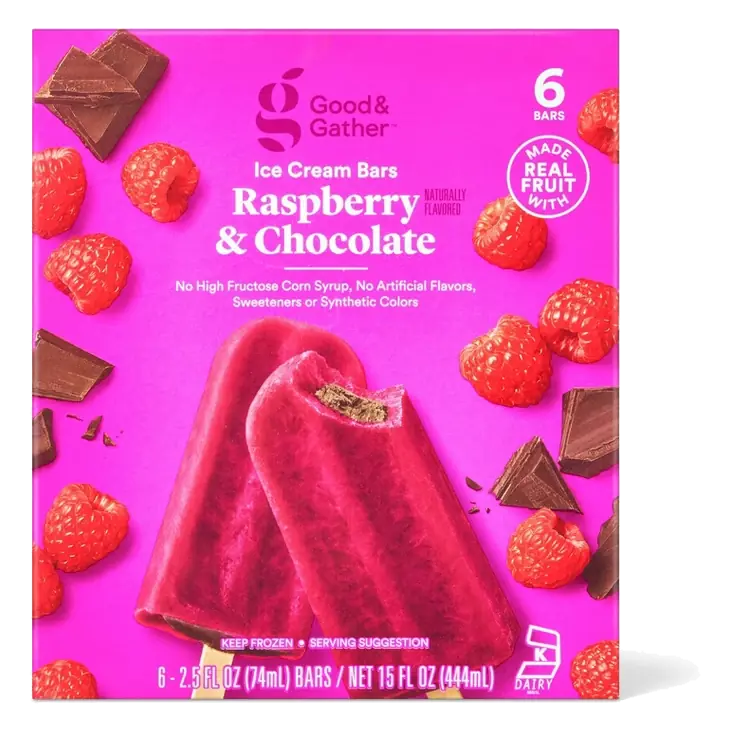 Raspberry Chocolate Frozen Fruit Bar - 16.5 fl oz/6ct - Good & Gather™