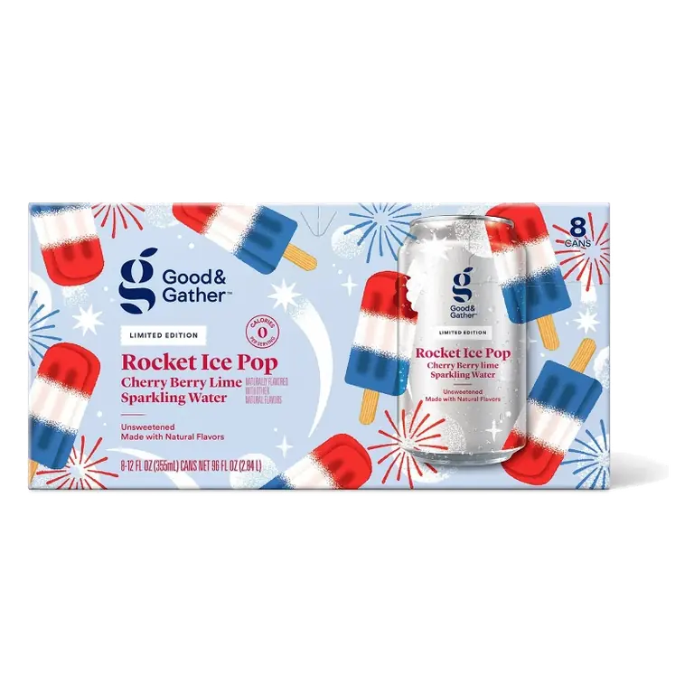 Rocket Ice Pop Cherry Berry Lime Sparkling Water - 8pk/12 fl oz Good & Gather™