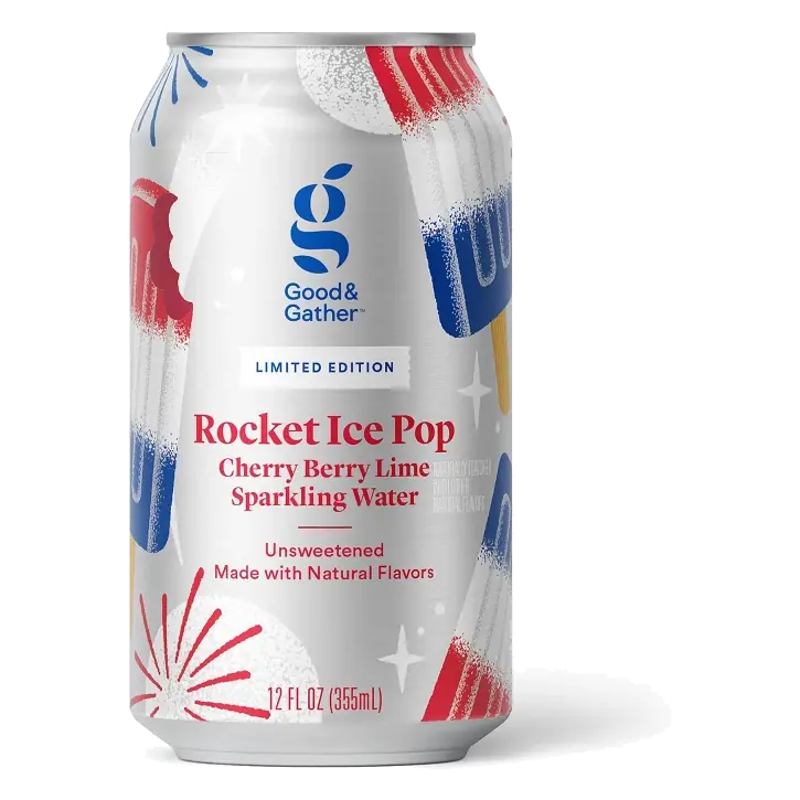 Rocket Ice Pop Cherry Berry Lime Unsweetened Sparkling Water - 12 fl oz Can Good & Gather™