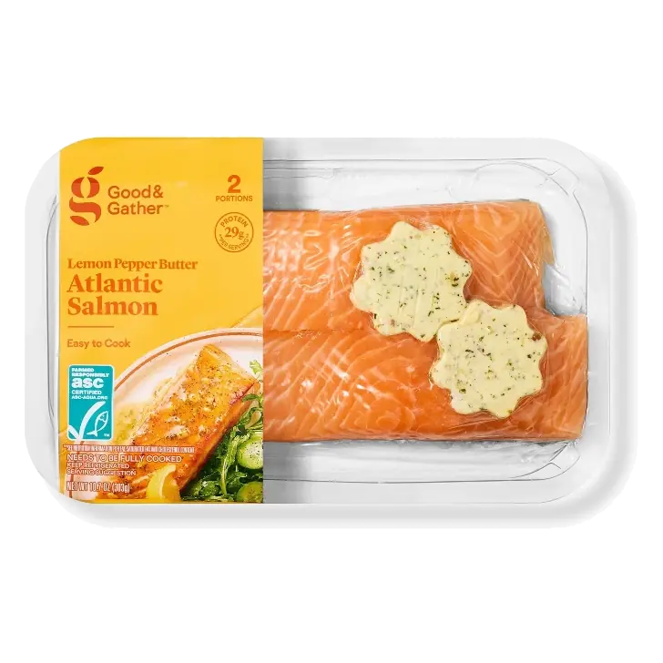 Skin-On Atlantic Salmon with Lemon Pepper Butter - 10.7oz/2pk - Good & Gather™