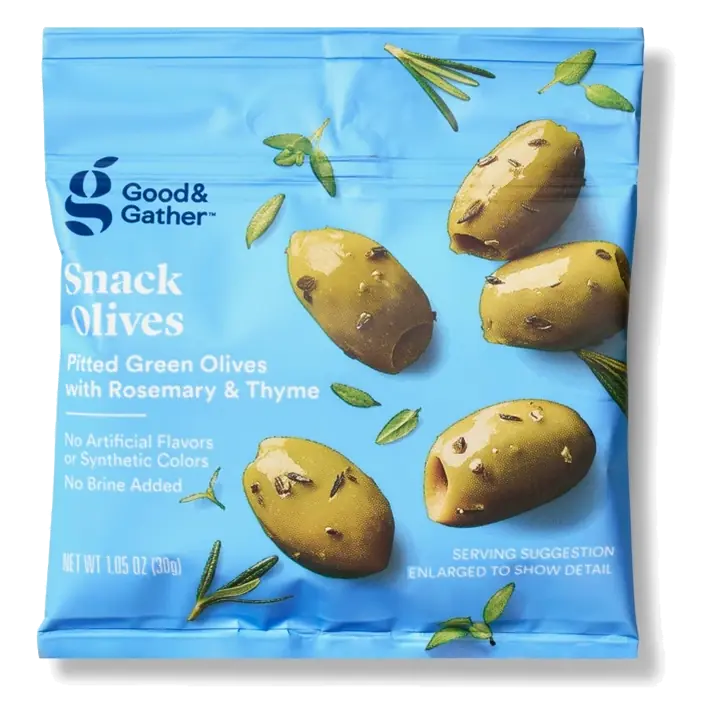 Snack Pitted Green Olives with Rosemary and Thyme - 1.05 oz - Good & Gather™