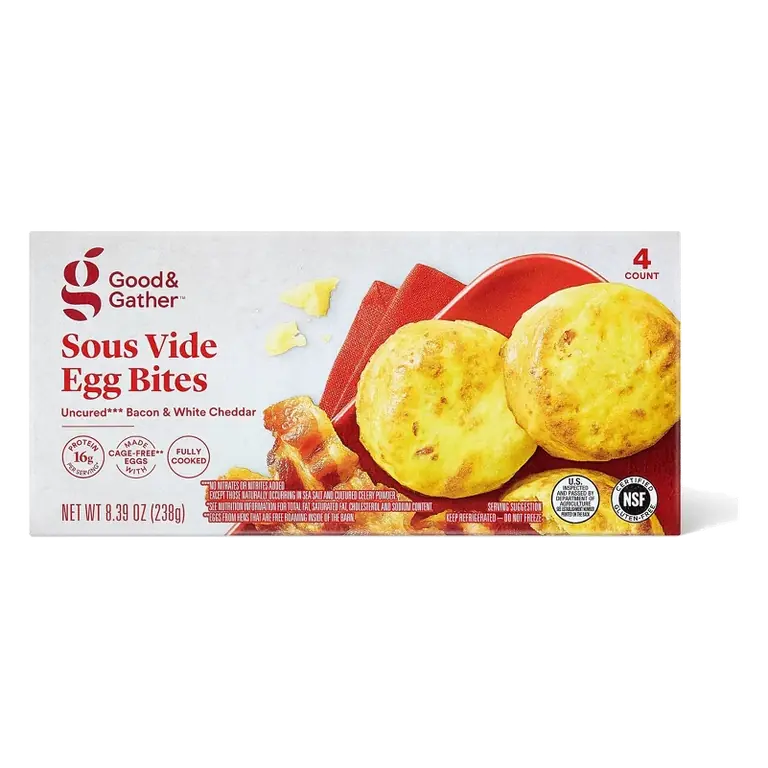 Sous Vide Uncured Bacon & White Cheddar Egg Bites, 8.39oz/4ct