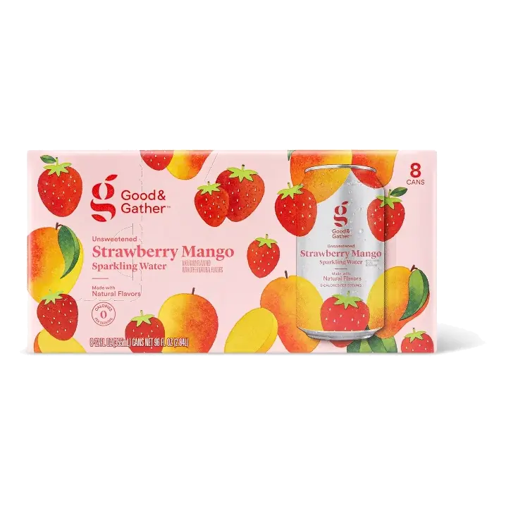 Strawberry Mango Sparkling Water - 8pk/12 fl oz Cans - Good & Gather