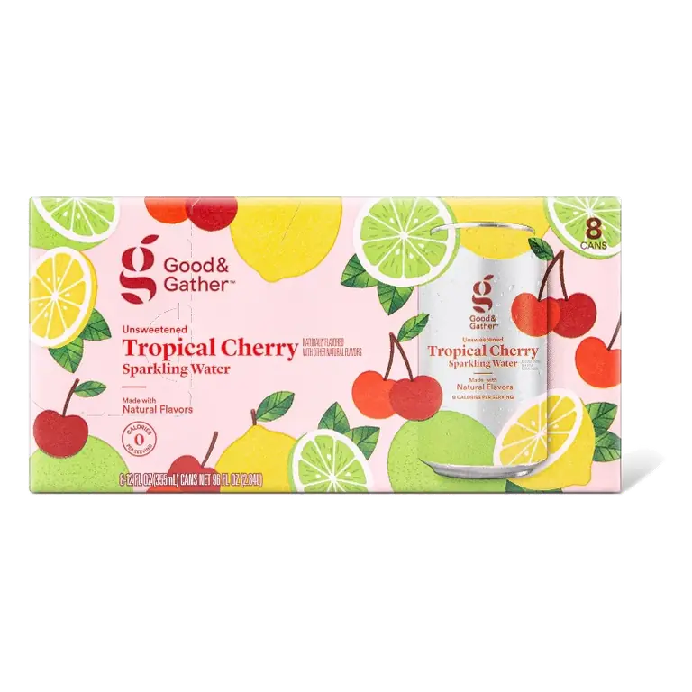 Tropical Cherry Sparkling Water - 8pk/12 fl oz Cans - Good & Gather