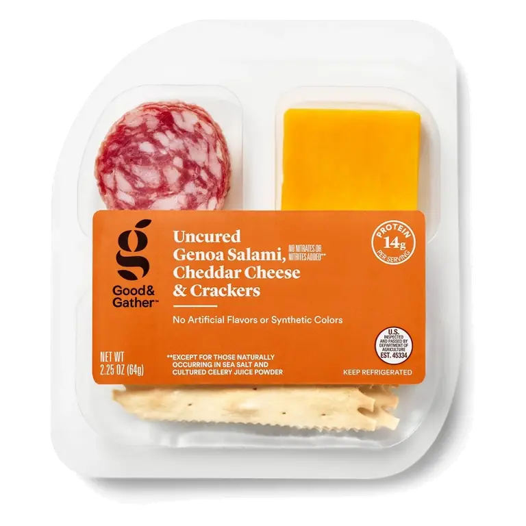 Uncured Genoa Salami, Cheddar Cheese & Crackers Snacker 2.25oz - Good & Gather™
