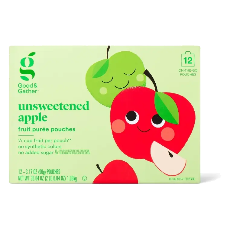 Unsweetened Apple Fruit Puree Applesauce Pouches - 12ct - Good & Gather