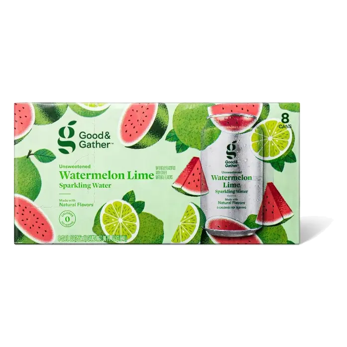 Watermelon Lime Sparkling Water - 8pk/12 fl oz Cans - Good & Gather™