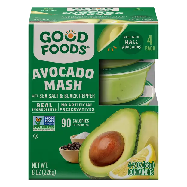 Avocado Mash Sea Salt & Black Pepper Single Cups - 4 ct