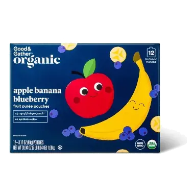 Apple Banana Blueberry Fruit Puree Pouches