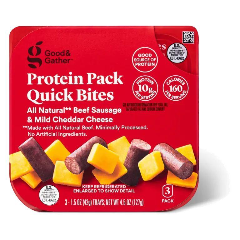 Beef Sausage & Mild Cheddar Cheese Protein Pack Quick Bites